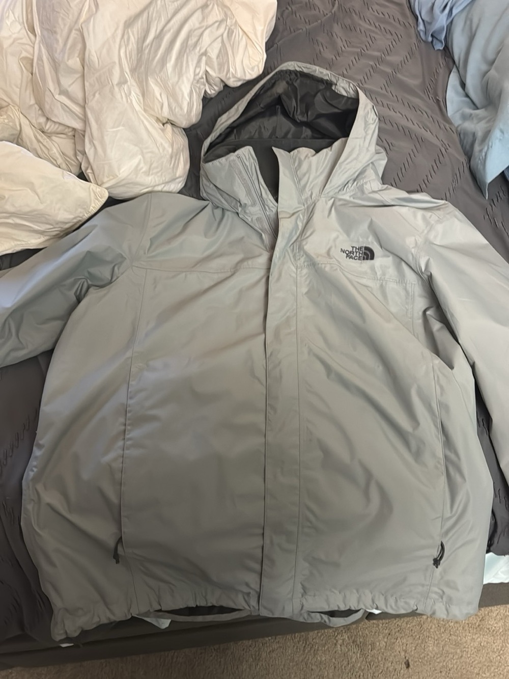The North Face Men’s Light Gray Hooded Raincoat